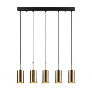 Cotecosy Suspension Kem - 5 x E27 - 79 x 120 cm - noir & dor&eacute;