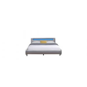 Lit gina pour matelas 140x200 Sommier+Tête de Lit Incurvee Couleur GRIS+Pieds en 5 cm i