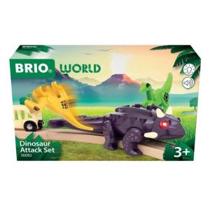 Brio World – 36082 Coffret Attaque Dinosaure | Coffret sur Le thème des Dinosaures pour Les Enfants à partir de 3 Ans