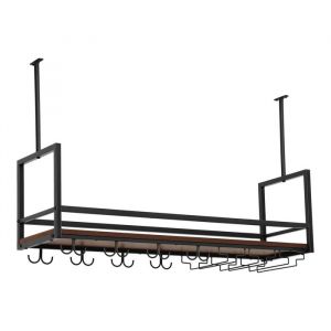 Casier à vin suspendu Borejle métal 100 x 30 x 65 cm noir effet noyer