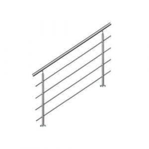 Image de BC-Elec AHM1204 Main courante d'escalier 120cm, balcon, balustrade, garde-corps en inox avec 4 barres transversales, install. à plat ou inclinée