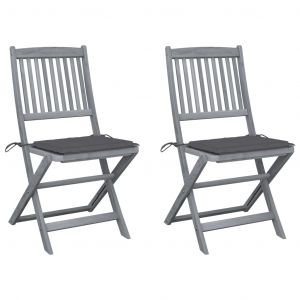VidaXL Chaises pliables d'extérieur 2 pcs avec coussins Bois d'acacia