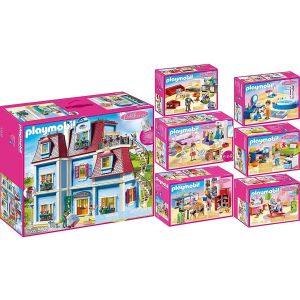 Image de Playmobil Figurine miniature Dollhouse – 70205+70206+70207+70208+70209+70210+70211