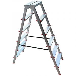 Monmobilierdesign MTRA Escabeau double marchepied en aluminium 6 marches