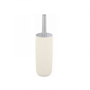 Image de Wenko Porte Brosse WC Agropoli, brosse WC noire, design fermé, Plastique surface givrée sans BPA, Ø 10x36,5 cm, blanc crème