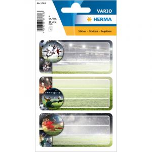Herma Lot de 9 étiquettes pour livre de football - 76 x 35 mm - Autocollantes - Lignées - Pour l'école, les enfants, les filles, les garçons - Multicolore
