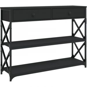 VidaXL Table Console, Table d'Entrée avec Rangement, Table de Couloir, Table d'Appoint Salon Salle de Séjour Maison Intérieur, Industriel, Noir Bois d'Ingénierie