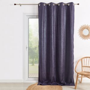 Home maison Homemaison - Double Rideau Ameublement Faux Uni - Coton Uni - &OElig;illets Ronds &Oslash; 4 cm avec Bande de Renfort - Chaleureux pour Salon et Chambre - 140 x 260 cm - Prune