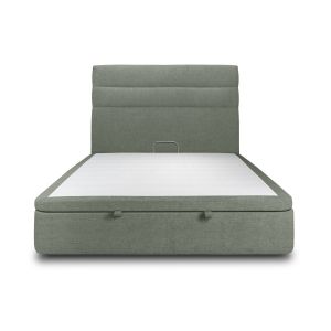 Lit coffre 180x200cm avec tête de lit lignes Tissu Vert - Hauteur totale : 39cm