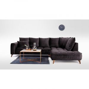 Canap&eacute; Tissu Angle Droit Gris fonc&eacute; Altamo 4 Places Gris fonc&eacute;