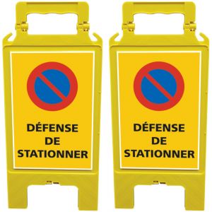 Signaletique.biz France - Lot de 2 Chevalets Défense de Stationner 30 x 60 cm. Chevalet de Signalisation Stationnement Interdit. Chevalet Pliable