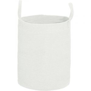 Homcom Panier à linge 36L corbeille à linge pliable portable en coton 2 poignées blanc crème