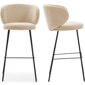 Lot de 2 tabourets de bar en tissu beige - Cocoon
