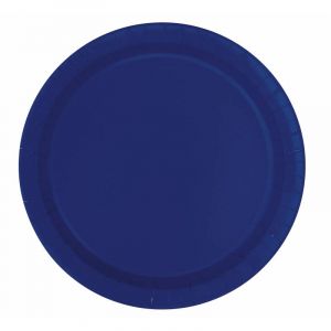 Unique Party 16 Assiettes en carton rondes bleu marine