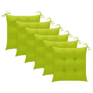 VidaXL Coussins de chaise 6 pcs Vert vif 40x40x7 cm Tissu