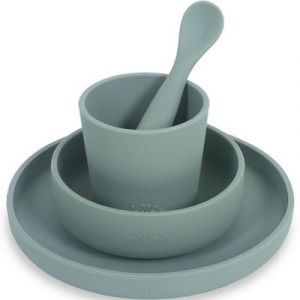Jollein Coffret repas en silicone Ash green vert (4 pi&egrave;ces)