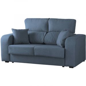 Canapé fixe Dpaja, Canapé 3 places en tissu rembourré, Canapé inclinable multipositions, 190x80h95 cm, Bleu clair - Dmora