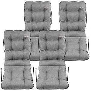 SuperKissen24. Coussin Dossier pour Chaise Longue Siège Banc de Jardin Canapé - Lot de 4 48x48x48 cm - Imperméable - Lin Gris