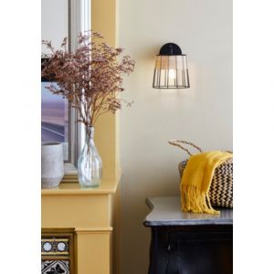 Corep Applique m&eacute;tal et rotin D16 INDAH noir mat