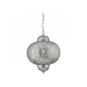 Searchlight Suspension Moroccan 29 cm, en argent satiné