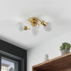 Plafonnier à intensité variable 'Ciala' en métal pour salon & salle à manger - laiton, blanc