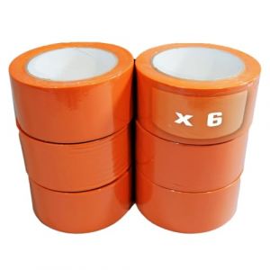 Lot de 6 Rubans adh&eacute;sifs PVC orange b&acirc;timent 75 mm x 33 m - Rouleau adh&eacute;sif TECPLAST