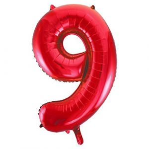 Image de Unique Party 55859 - Ballon Géant - Numéro 9, 86 cm, Rouge