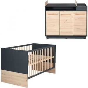 Roba Chambre bébé duo lit Lenn commode bois 70x140 cm - Taille 70x140 cm