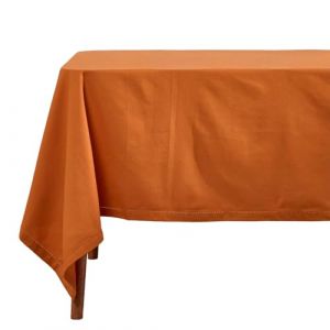Homescapes - Nappe de table rectangulaire en coton unie Terracotta - 178 x 300 cm