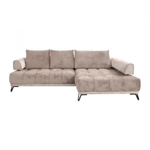 Canapé d'angle velours 5 places taupe