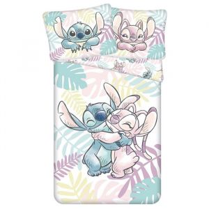 Jerry Fabrics Parure de lit enfant Disney Lilo et Stitch canne à pêche feuilles couette 140 x 200 + oreiller 70 x 90 cm 100% coton