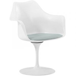 Privatefloor Chaise de salle à manger avec accoudoirs - Chaise pivotante blanche -Tulipan Gris clair