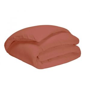 Terre de Nuit Housse de couette terracotta 100% coton 140x200 cm - Orange - Fabriqu&eacute; en France