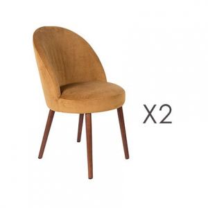 Image de M&S Lot de 2 chaises 51x59x85,5 en velours camel - BARBARA