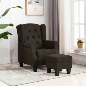 VidaXL Fauteuil avec repose-pied Marron fonc? Tissu