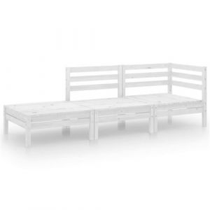 Image de Mercatoxl Salon de jardin 3 pcs Blanc Bois de pin m if