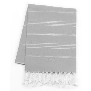 LeStoff Serviette fouta en Coton Biologique Labellisée GOTS. Légère et Ultra absorbante. Grey Silver 95 x 180 cm 122