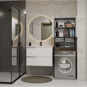 POLA - Meuble de salle de bain au-dessus du lave-linge - Anthracite / Blanc