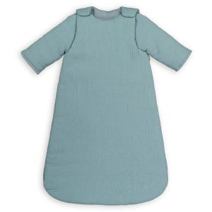 Gigoteuse manc s amovibles gaze de coton Bleu/Gris Taille 0/6 mois;24 mois;9/18 mois