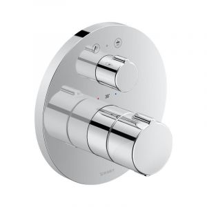 Image de Duravit C.1 thermostat de douche encastré, rosette ronde, 2 consommateurs, robinet d'arrêt et vanne d'inversion - C14200014010