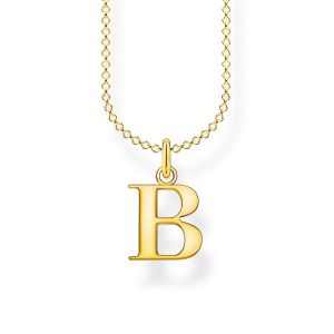 Thomas Sabo Chaîne lettre B or Argent sterling 925, doré or jaune 18 carats Jaune