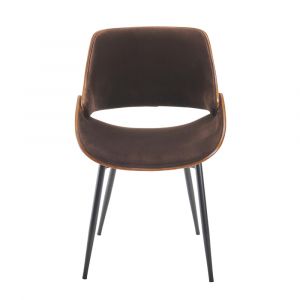 Signature Chaise Mannix finition noyer velours marron 78x56x54cm