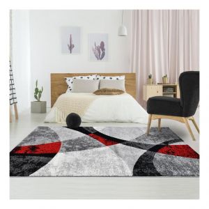 Unamourdetapis Tapis design et moderne 200x280 cm Rectangulaire RADULE Rouge Salon adapté au chauffage par le sol