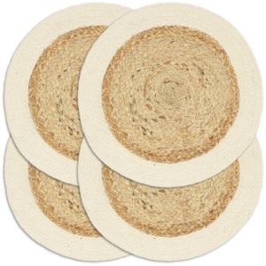 Image de VidaXL Napperons 4 pcs Naturel Plain 38 cm Rond Jute et coton