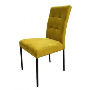Chaise Nanda velours jaune pieds métal noir - Jaune moutarde