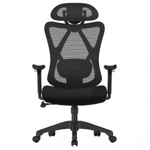 Chaise De Bureau En Toile Fauteuil D Ordinateur Si&egrave;ge Ergonomique Support Lombaire R&eacute;glable Appui-T&ecirc;te R&eacute;glable Dossier Inclinable Charge 150 Kg Hauteur R&eacute;glable Noir Helloshop26 12_0004856