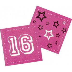 12 serviettes en papier Anniversaire 16 ans (33 x 33 cm)
