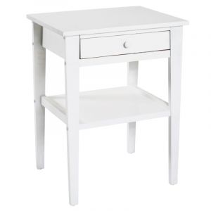 Haku Möbel Table de Chevet 1 Tiroir "Bois" 60cm Blanc