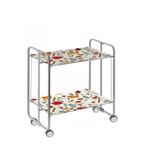Don hierro Table roulante pliante bauhaus, 2 plateaux, châssis gris aluminium. - 53