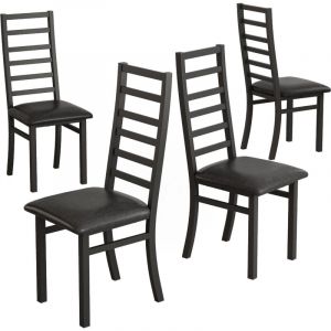 Chaises - Lot de 4 chaises, Pieds en acier et assise en cuir PU,Ergonomique,40x47x107cm,Noir